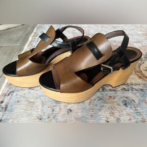 Marni Brown and Black Platform Wedge Sandals size 39